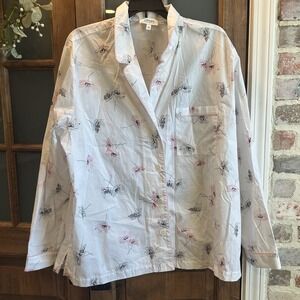 Haven Well Within Pajama Set XL Long Sleeve Floral White Cotton Sleepwear